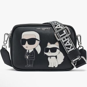 Karl Lagerfeld Iconic Black Shoulder Bag Adjustable Strap - NWT